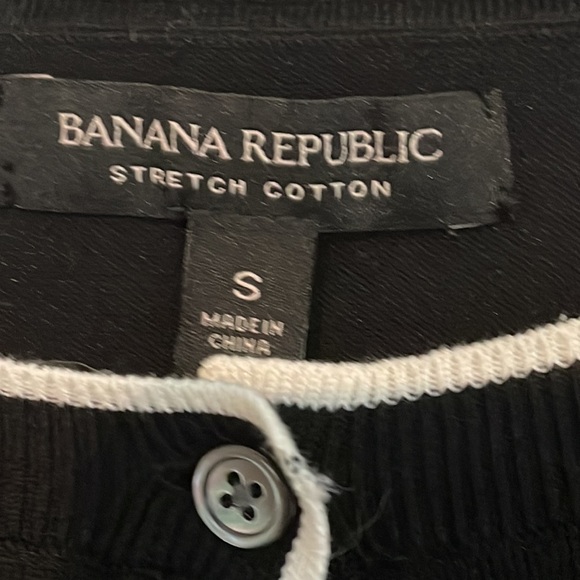 BANANA REPUBLIC STRETCH COTTON CARDIGAN BLACK/WHITE SIZE SMALL - Picture 6 of 10